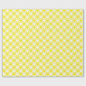 Geel en wit geborduurd patroon met hart cadeaupapier (Vlak)