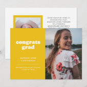 Geel en Wit Gefeliciteerd Afstudeerder Foto Afstud Aankondiging (Voorkant / Achterkant)