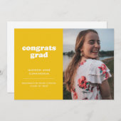 Geel en Wit Gefeliciteerd Afstudeerder Foto Afstud Aankondiging (Voorkant / Achterkant)