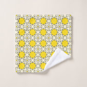 Geel en wit geometrisch patroon bad handdoek (Wasdoekje)