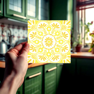 Geel en wit geometrisch tegeltje