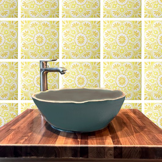 Geel en wit geometrisch tegeltje