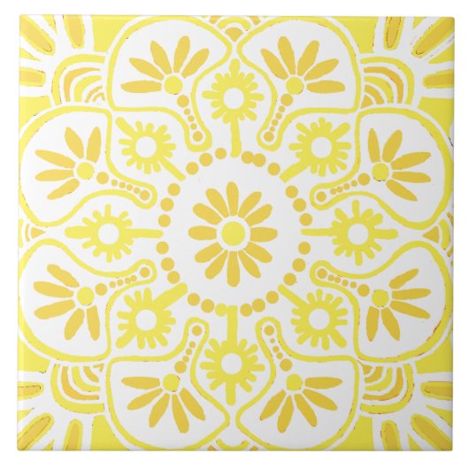 Geel en wit geometrisch tegeltje (Voorkant)