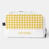 Geel en wit geruit gingham patroon toilettasje (Voorkant)
