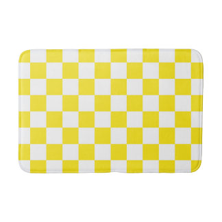 Geel en wit geruit patroon badmat