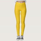 Geel en wit geruite geblokte stof leggings (Voorkant)