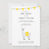 Geel en wit Geslacht Neutral Llama Baby shower Kaart (Voorkant)