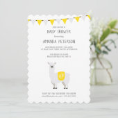 Geel en wit Geslacht Neutral Llama Baby shower Kaart (Staand voorkant)
