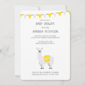 Geel en wit Geslacht Neutral Llama Baby shower Kaart (Voorkant)