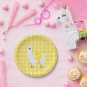 Geel en wit Geslacht Neutral Llama Baby shower Papieren Bordje (Feest)