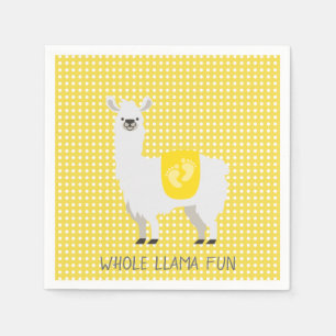 Geel en wit Geslacht Neutral Llama Baby shower Servet