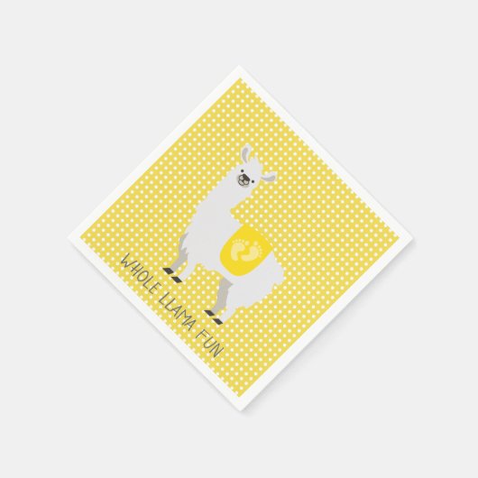 Geel en wit Geslacht Neutral Llama Baby shower Servet (Hoek)