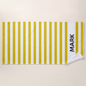 Geel en wit gestreept, gepersonaliseerd strandlaken (Voorkant)
