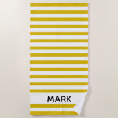 Geel en wit gestreept, gepersonaliseerd strandlaken (Voorkant)