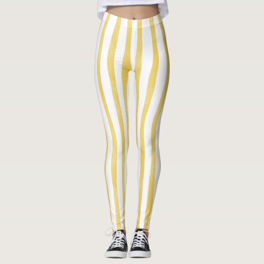 Geel en wit gestreept leggings (Voorkant)