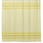 Geel en wit gestreept schoppen met ric Rac Trim Douchegordijn (Voorkant)