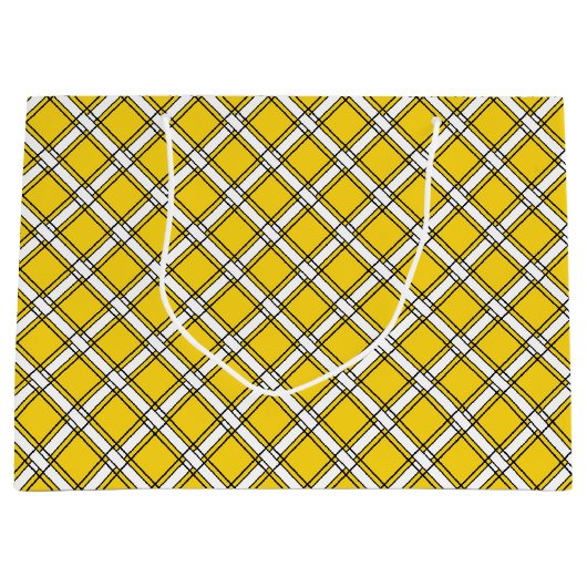 Geel en wit gevlochten patroon groot cadeauzakje (Voorkant)