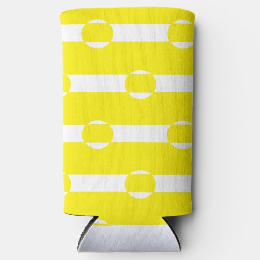 Geel en wit, gevormd seltzer blikjeskoeler (Voorkant)