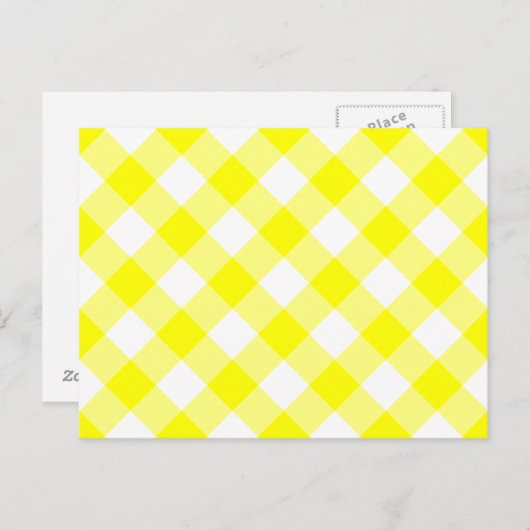 Geel en wit Gingham Briefkaart (Voorkant / Achterkant)