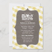 Geel en wit Gingham Canvas Baby shower Kaart (Voorkant)