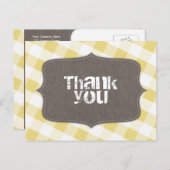 Geel en wit Gingham Canvas Bedankt Briefkaarten (Voorkant / Achterkant)