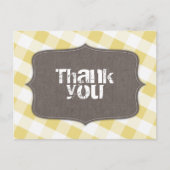 Geel en wit Gingham Canvas Bedankt Briefkaarten (Voorkant)