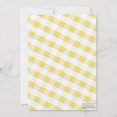 Geel en wit Gingham Canvas Vrijgezellenfeest Kaart (Achterkant)