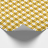 Geel en wit Gingham Check Patroon Cadeaupapier (Hoek)