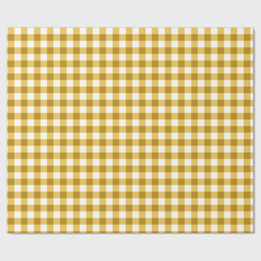 Geel en wit Gingham Check Patroon Cadeaupapier (Vlak)