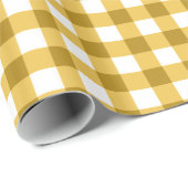 Geel en wit Gingham Check Patroon Cadeaupapier (Rol Hoek)