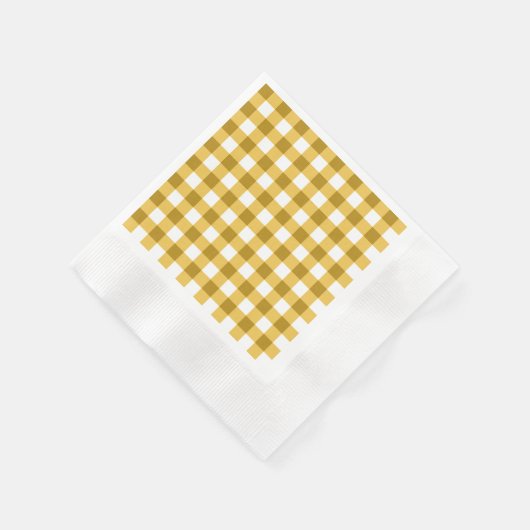 Geel en wit Gingham controlepatroon Servetten (Hoek)