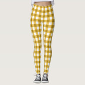 Geel en wit Gingham gecontroleerd Leggings (Voorkant)