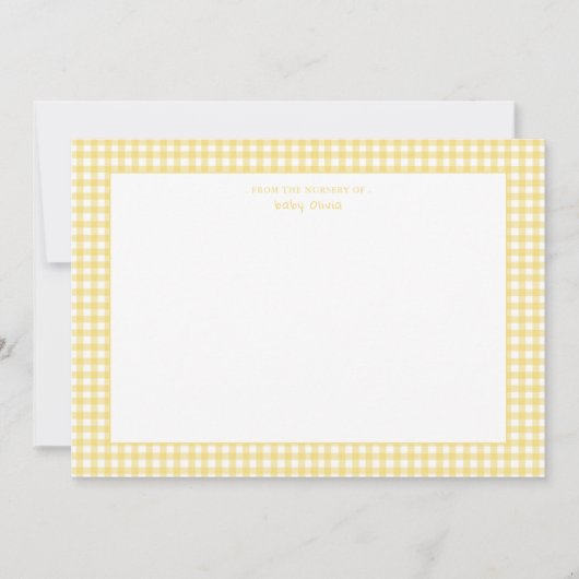 Geel en wit gingham genderneutraal bedankkaart (Voorkant)