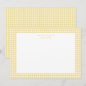 Geel en wit gingham genderneutraal bedankkaart (Voorkant / Achterkant)