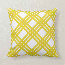 Geel en wit Gingham Kussen