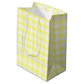 Geel en wit Gingham Medium Cadeauzakje (Achterkant Gekanteld)