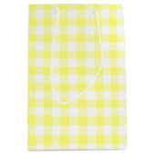 Geel en wit Gingham Medium Cadeauzakje (Voorkant)