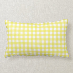 Geel en wit Gingham-ontwerp Kussen