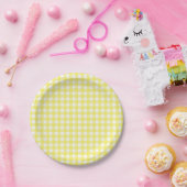 Geel en wit Gingham-ontwerp Papieren Bordje (Feest)