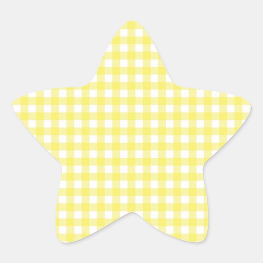 Geel en wit Gingham-ontwerp Ster Sticker (Voorkant)