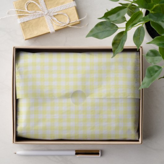 Geel en wit Gingham Patroonpapier Tissuepapier (Geschenk)