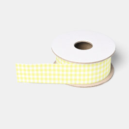 Geel en wit Gingham Pattern Ribbon Grosgrain Lint