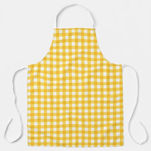 Geel en wit Gingham Pattern Schort (Voorkant)