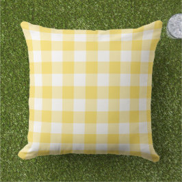 Geel en wit Gingham Pset Pattern Buitenkussen