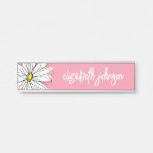 Geel en wit grillige madelief met aangepaste tekst deurbordje (Voorkant)