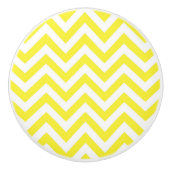 Geel en wit groots Chevron ZigZag Pattern Keramische Knop (Voorkant)