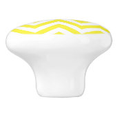 Geel en wit groots Chevron ZigZag Pattern Keramische Knop (Zijkant)