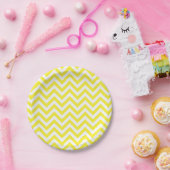 Geel en wit groots Chevron ZigZag Pattern Papieren Bordje (Feest)