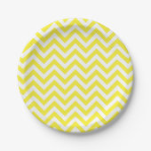 Geel en wit groots Chevron ZigZag Pattern Papieren Bordje (Voorkant)