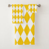 Geel en wit Harlekijn diamanten geruit ontwerp Bad Handdoek (Insitu)